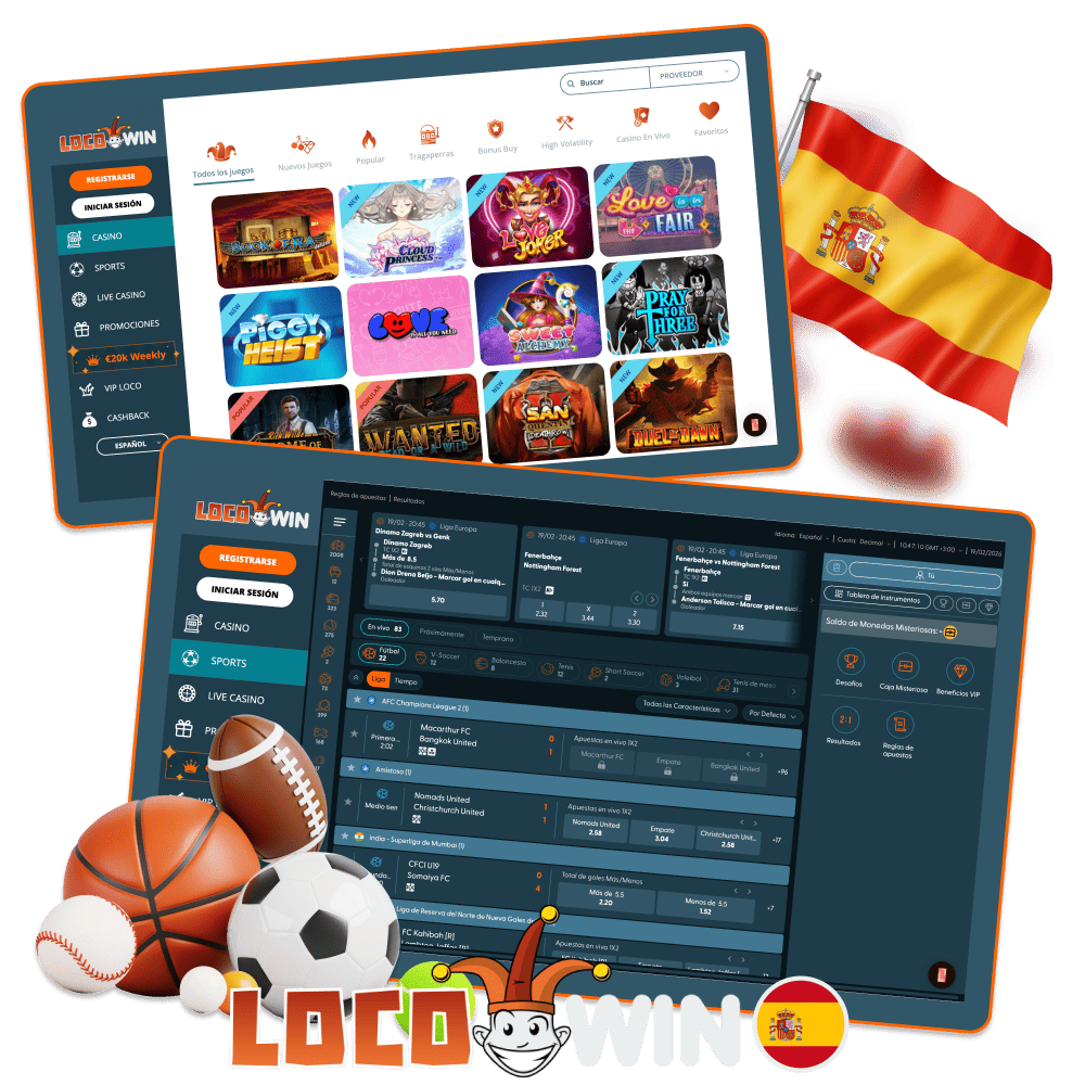 Sitio web de Locowin para apuestas deportivas y juegos de casino en España